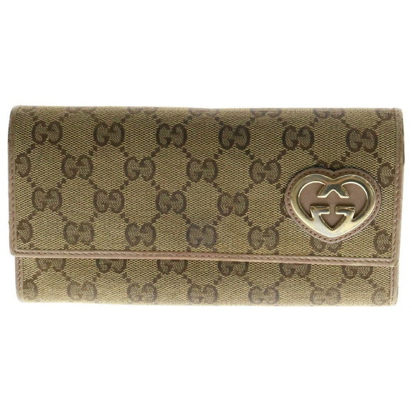 Gucci GG Canvas Heart Long Wallet Brown - Picture 1 of 5